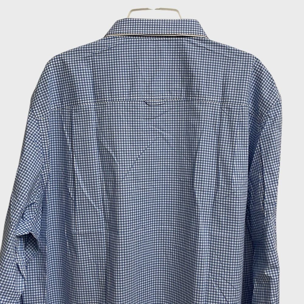 NWT Club Room Performance Button Down Shirt Men's Sz 3XL Blue White Check Preppy - Picture 12 of 16